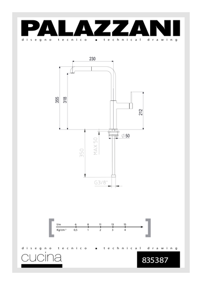 Kitchen faucet Chef Digit single lever with horizontal pullout 835387
