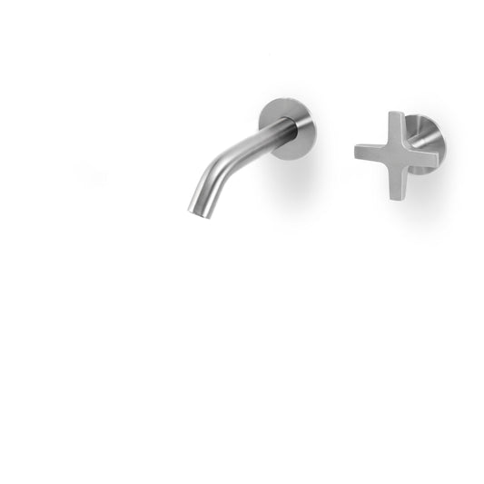 Robinet de lavabo mural 2 trous Linea inox LIN140 