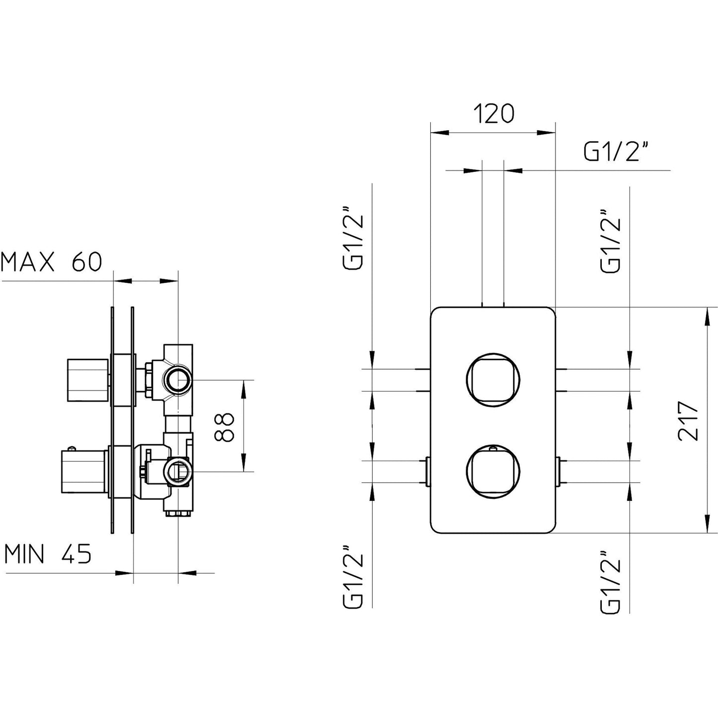 Shower trim thermostatic MIS/WILD 2/3 functions 922597