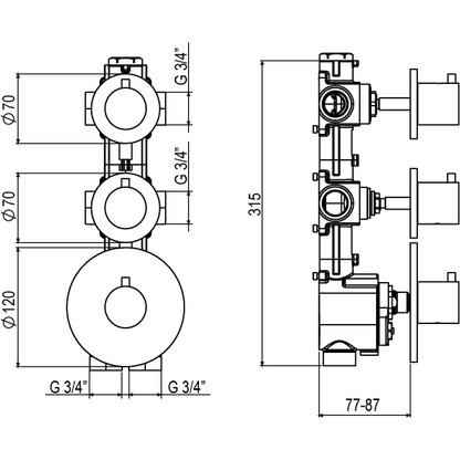 Shower thermostatic trim faucet DIGIT 2 functions 962384
