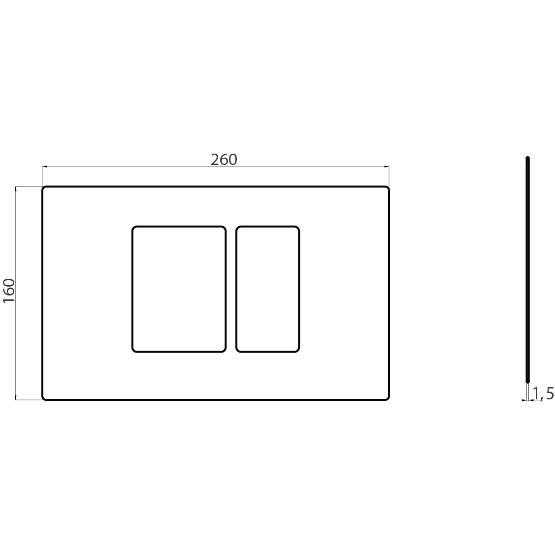 Flush plate with rectangular buttons stainless steel 9916G3