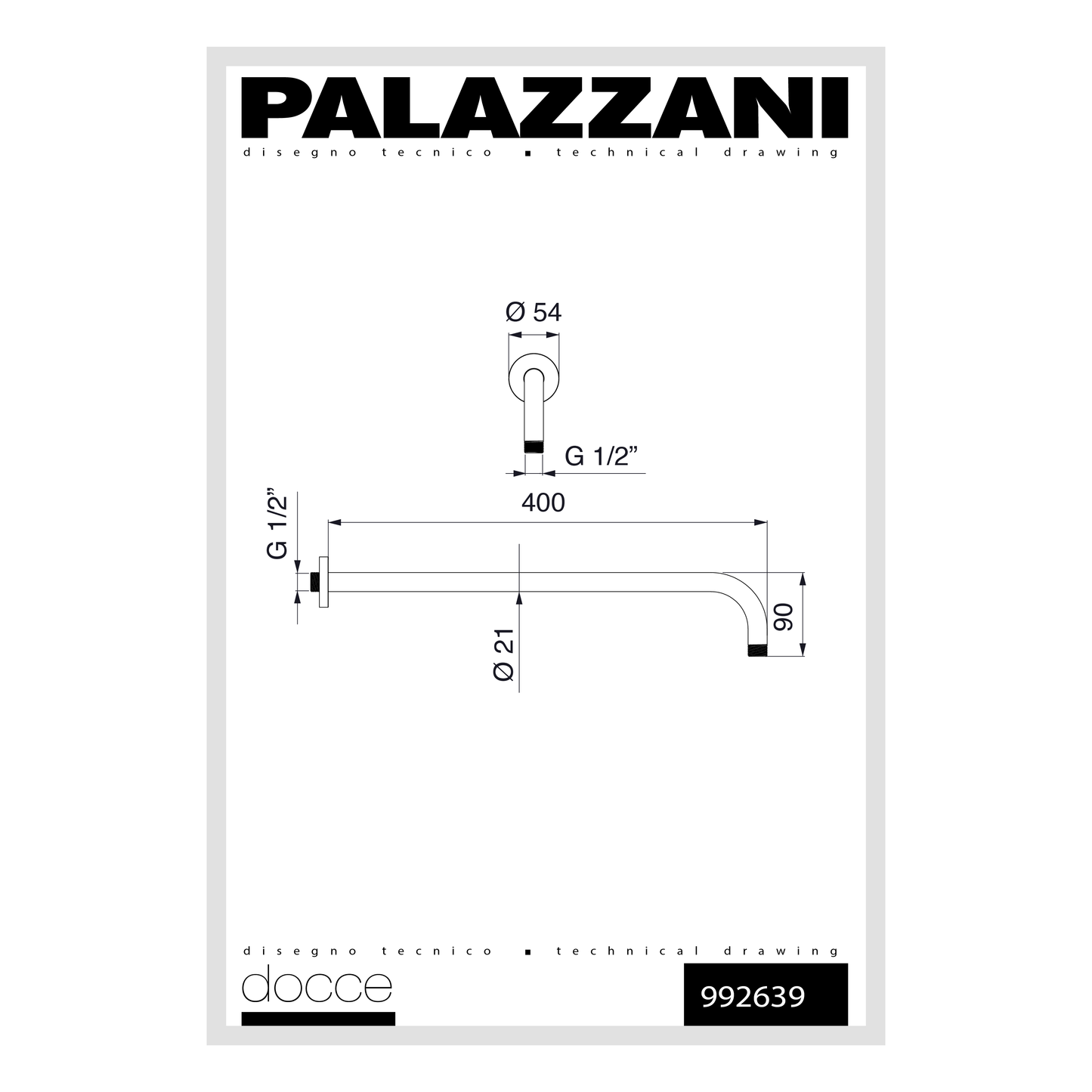 Shower arm wall 400mm 992639