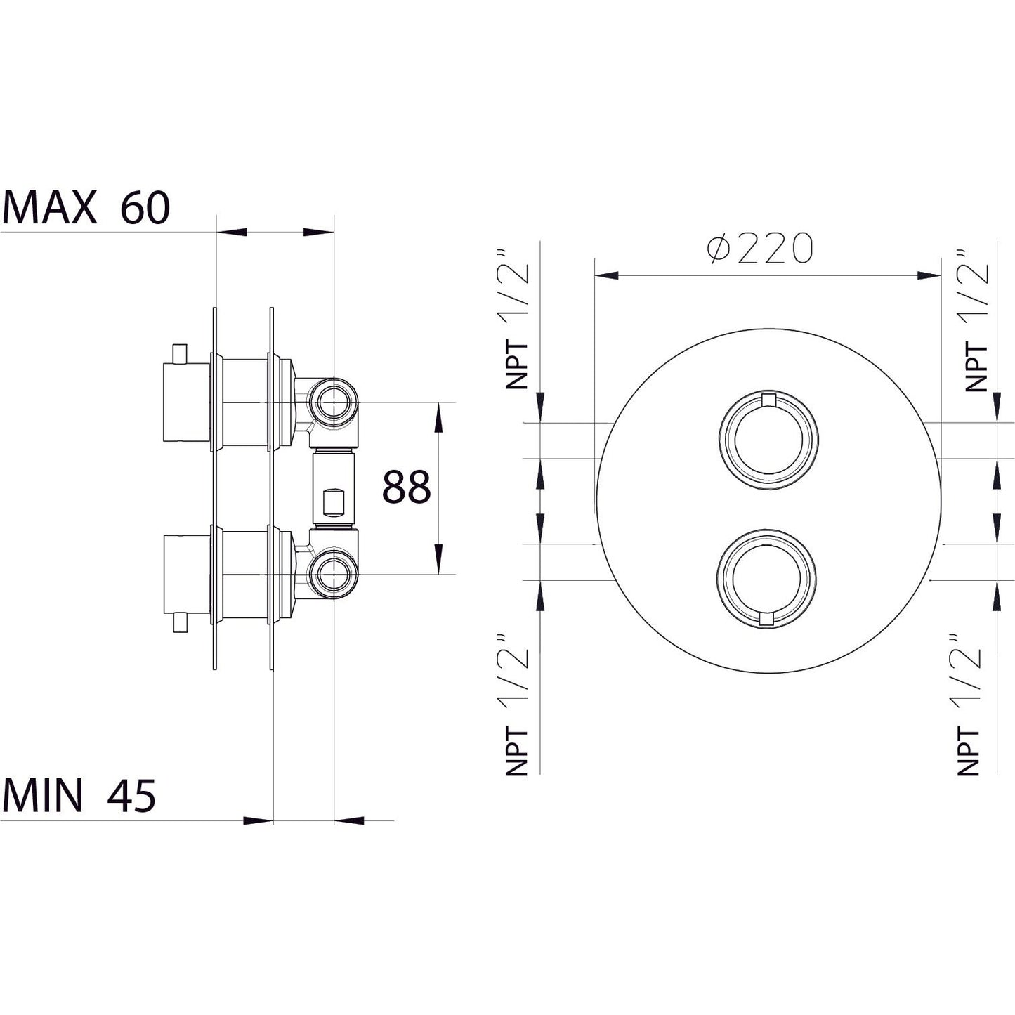 Robinet de douche thermostatique DIGIT 1/2/3 fonctions 992776 + 962604