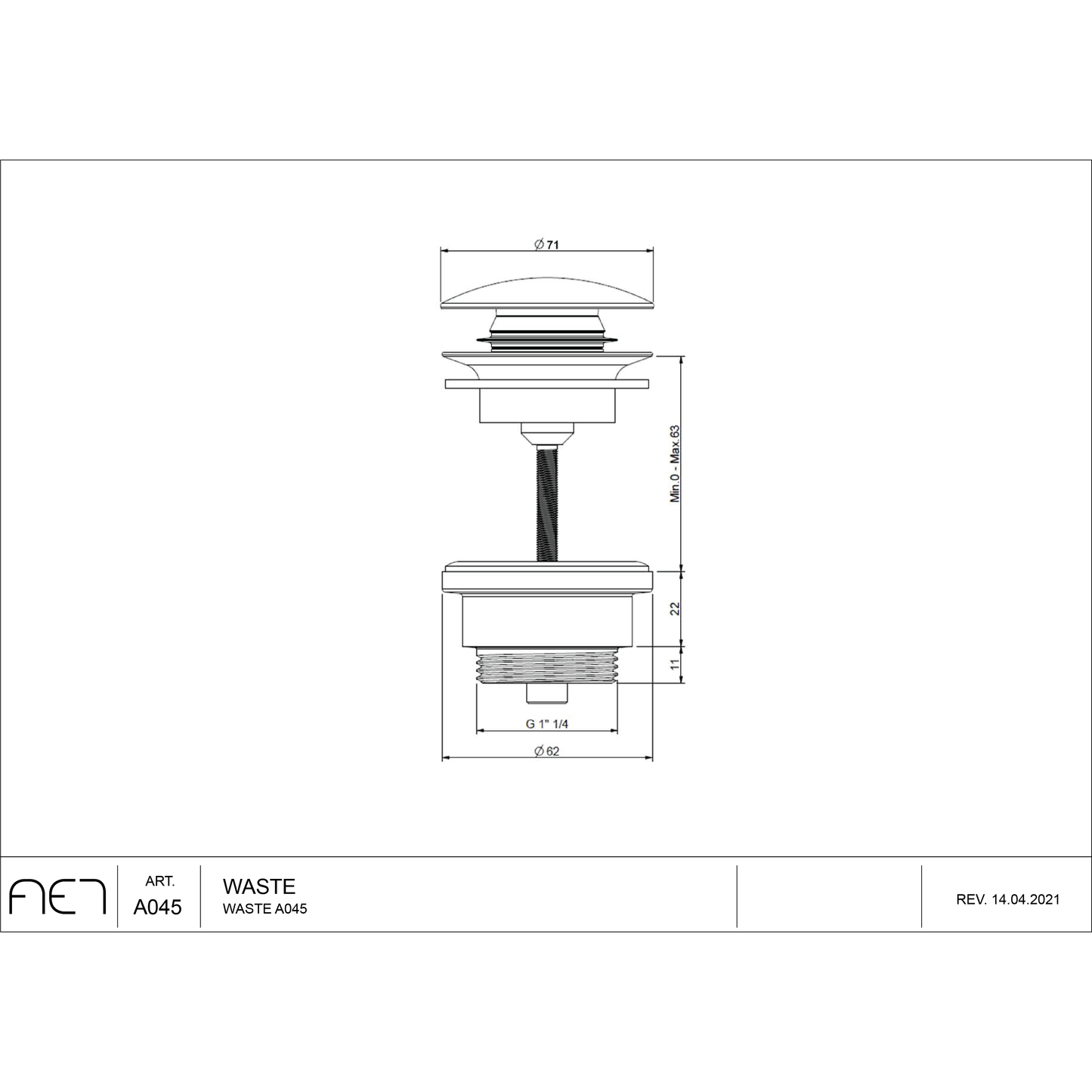 Bonde laiton finition porcelaine Clic-Clac A045