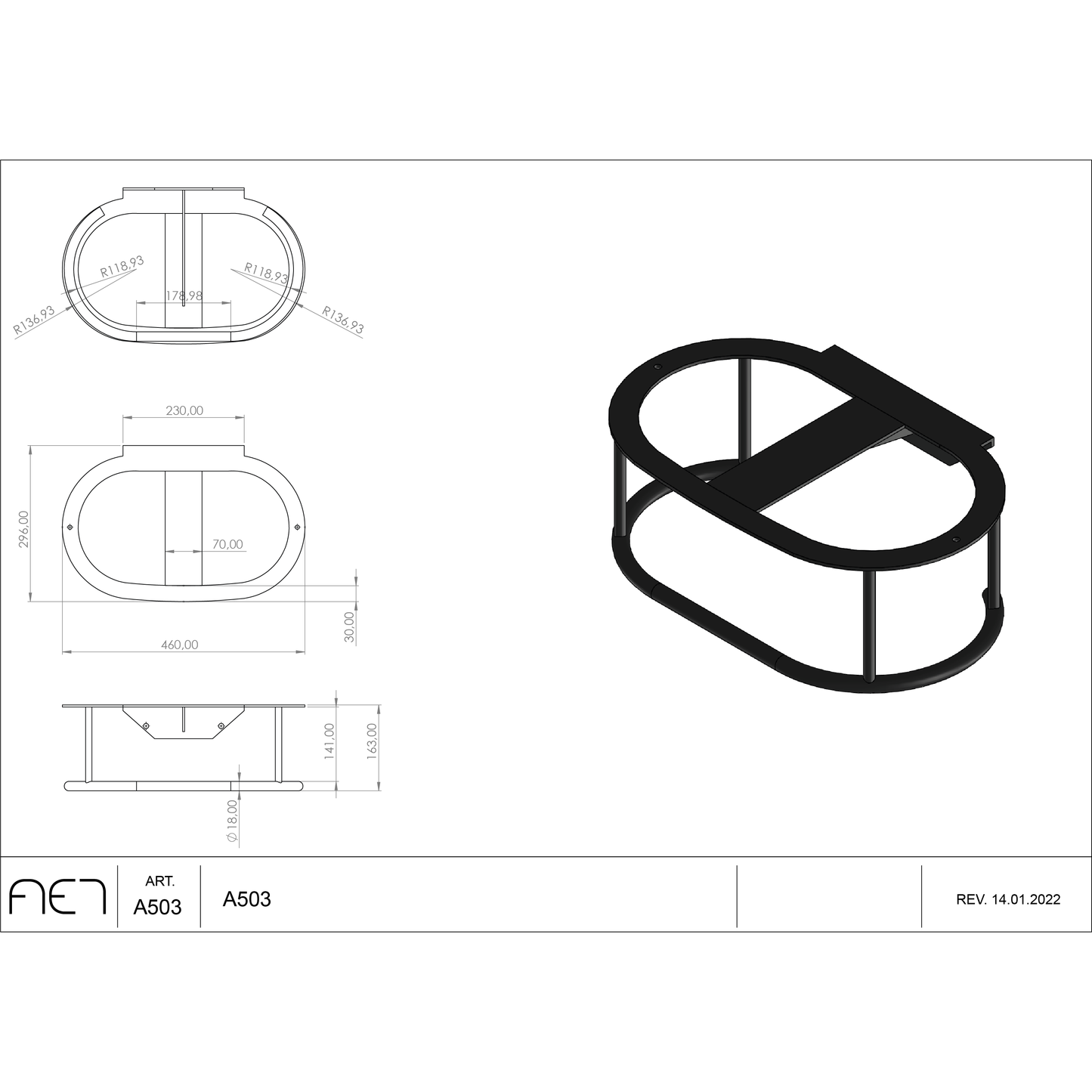 Frame steel matte black for L503