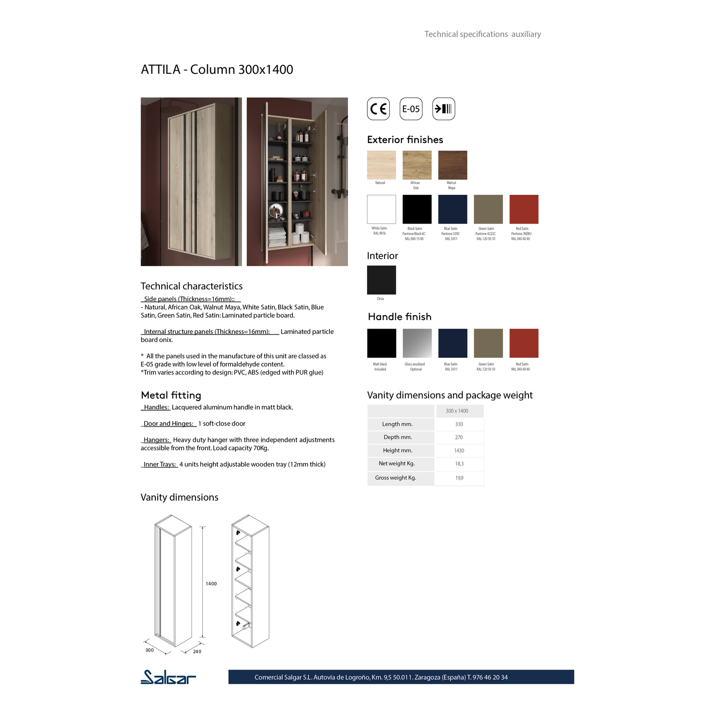 Linen cabinet Attila gloss white