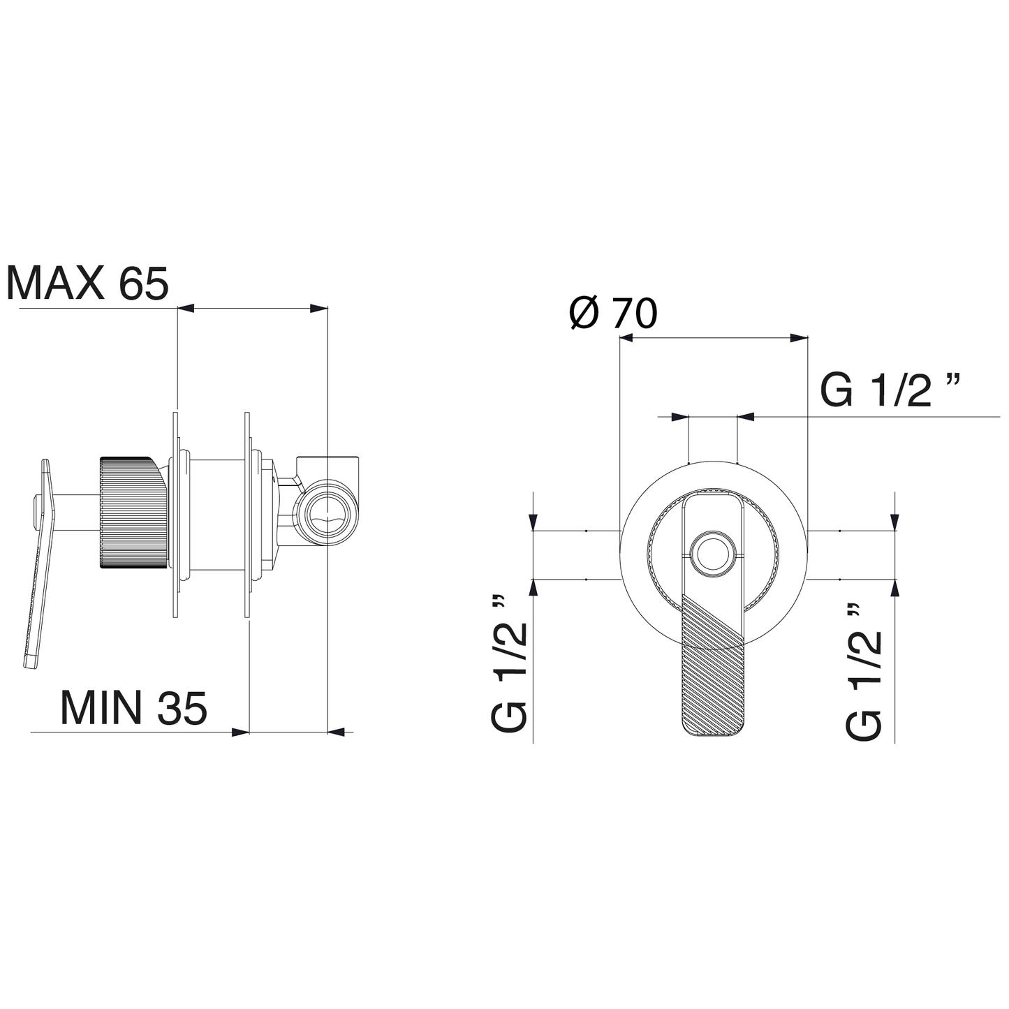 Shower faucet pressure balanced Industrial GAS 1 functions extra small 992707 + 792306