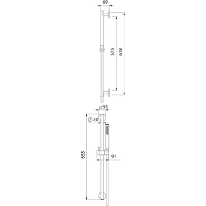 Barre de douche en laiton 9958A2