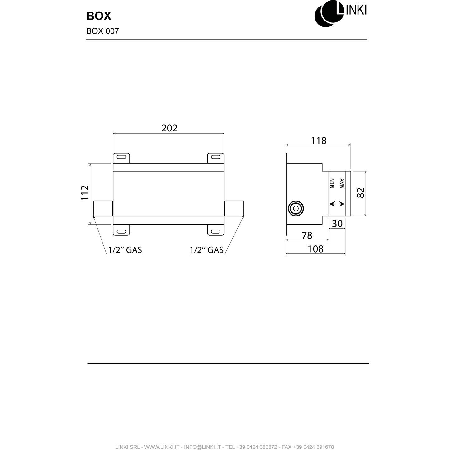 Rough-in for bath and shower mixer wall mount BOX007