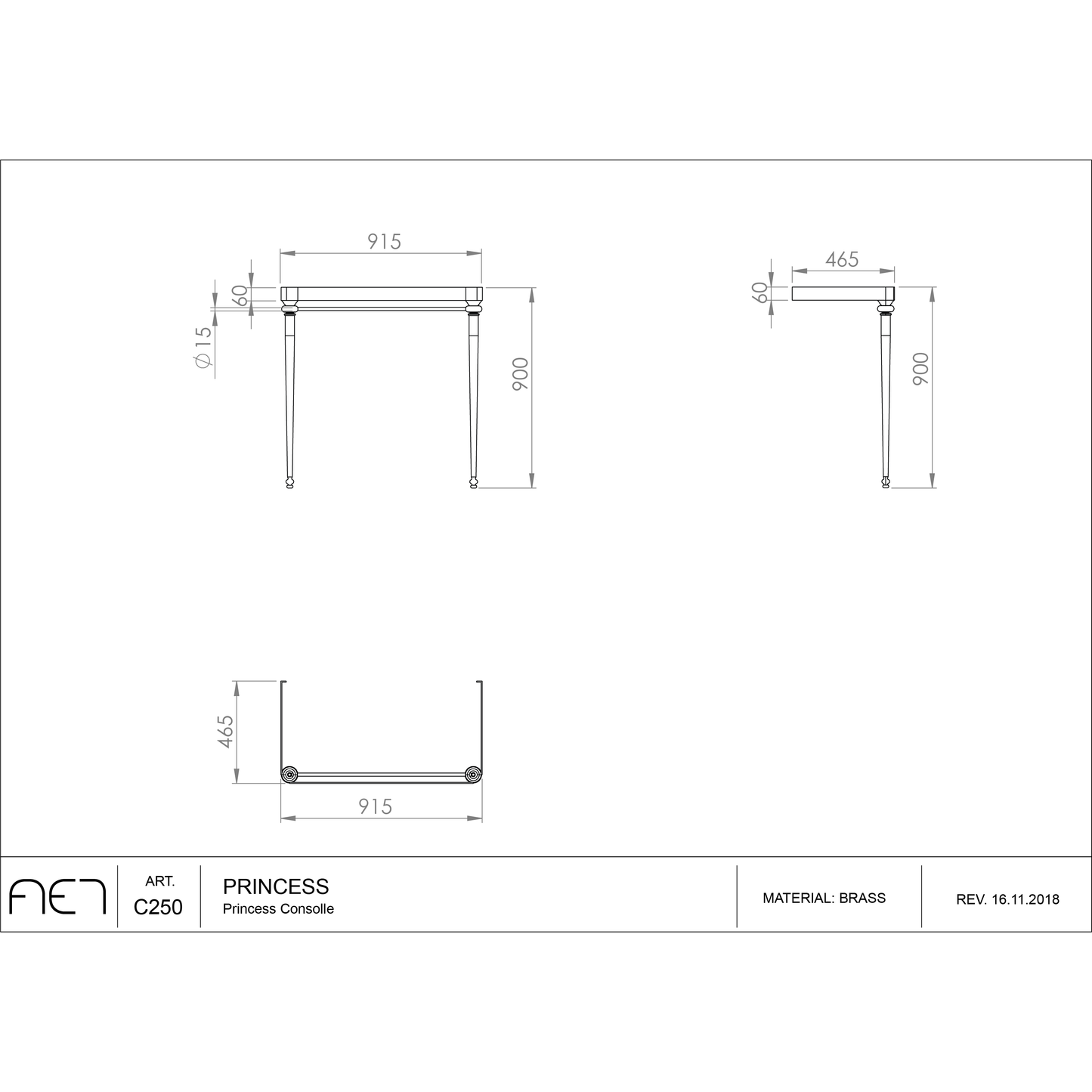 Consolle completa PRINCESS C250W+L490