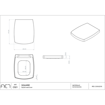 Toilet seat SQUARE C521R