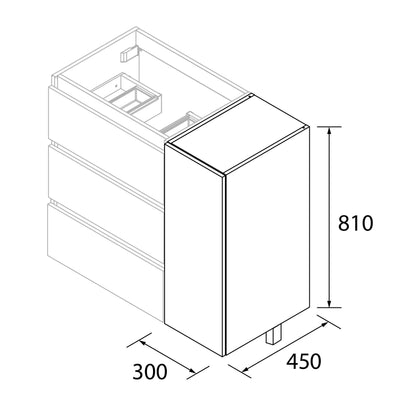 Unité de rangement au sol 12 pouces (300) une porte réversible