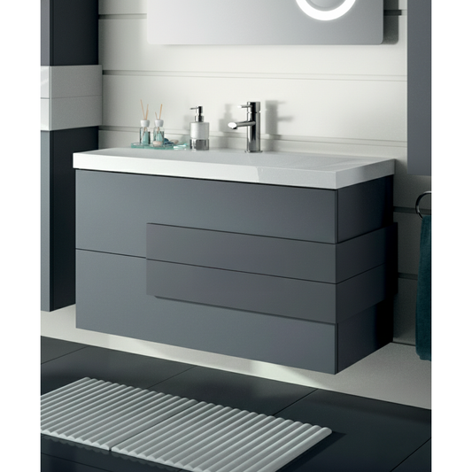 Vanité Cronos 2 tiroirs Gris mat 21953