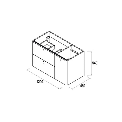 Meuble-lavabo Uniiq 48 pouces (1200) 2 tiroirs + porte décalée **COULEURS SUR COMMANDE SPÉCIALE**