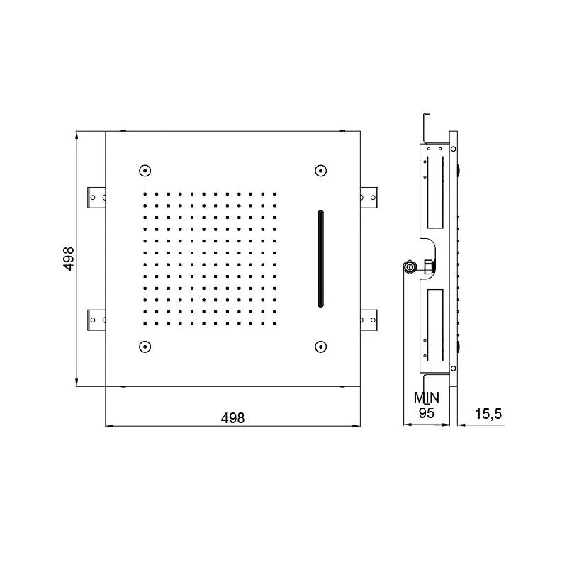 Showerhead square recessed mist 500mm triple Flow