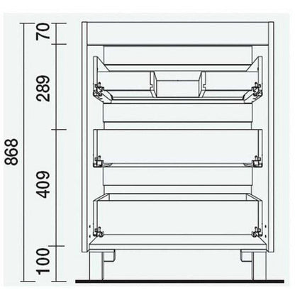 Linea Vanity Fussion 28 pollici (700) 3 cassetti Nero opaco