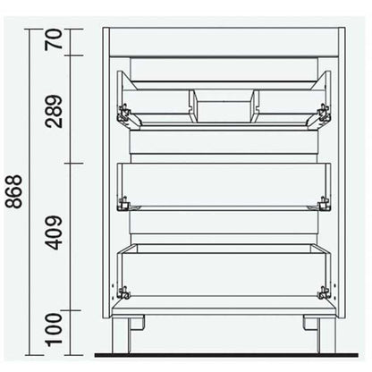 Linea Vanity Fussion 32 pollici (800) 3 cassetti Bianco opaco