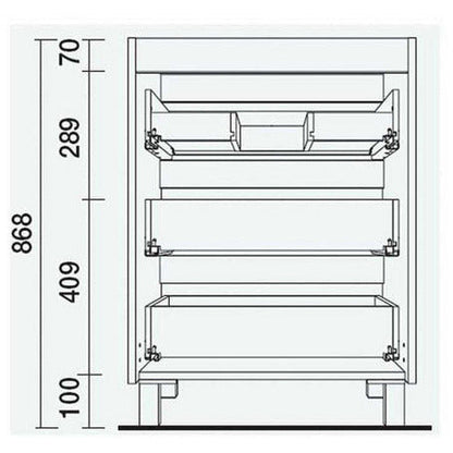 Linea Vanity Fussion 24 pollici (600) 3 cassetti Nero opaco