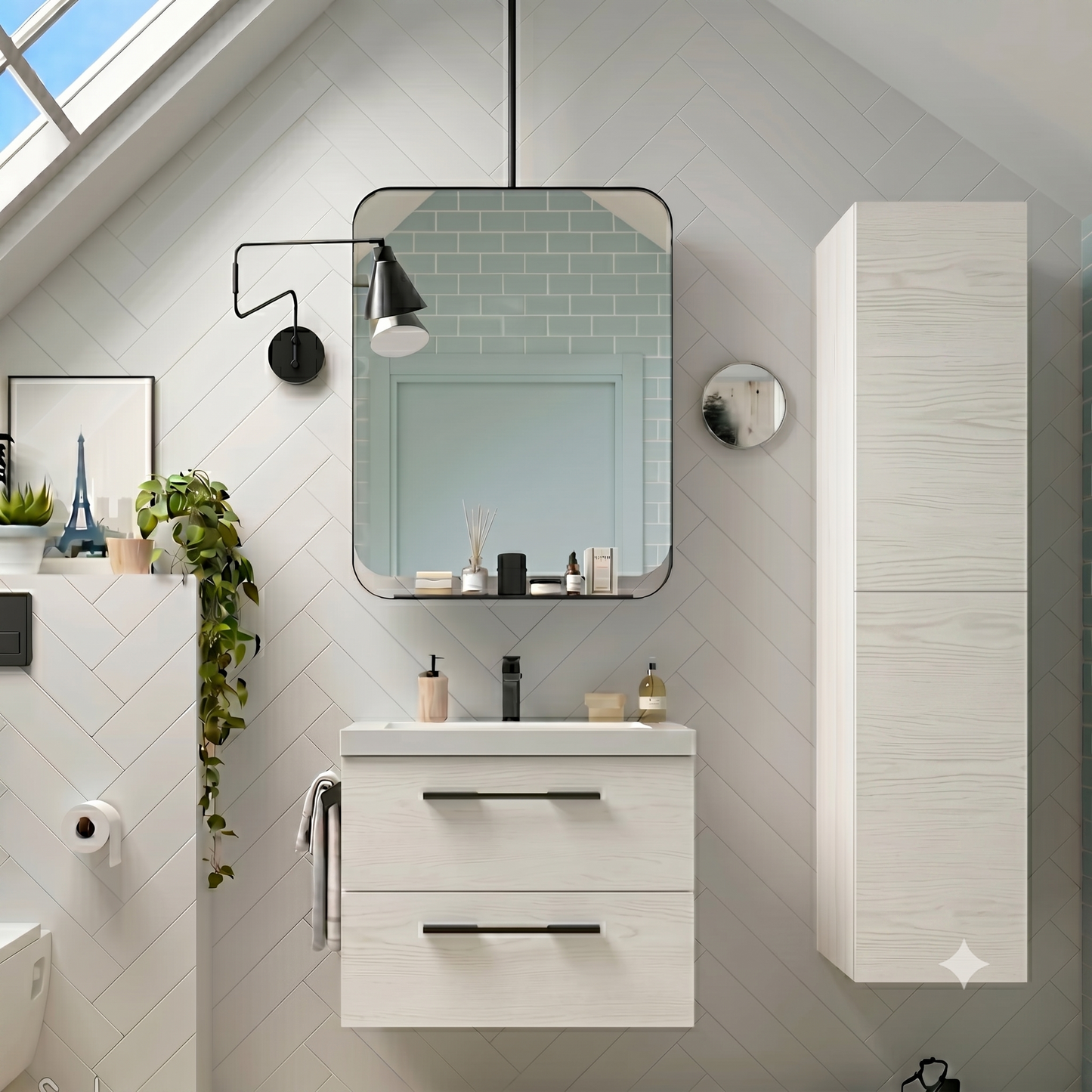 Vanity Fussion Chrome 28 inches (700) 2 drawers Sbiancato *LQ*