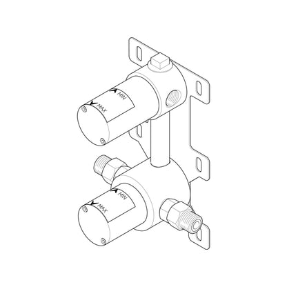 Rough-in for thermostatic mixer + 1 shut off INC025