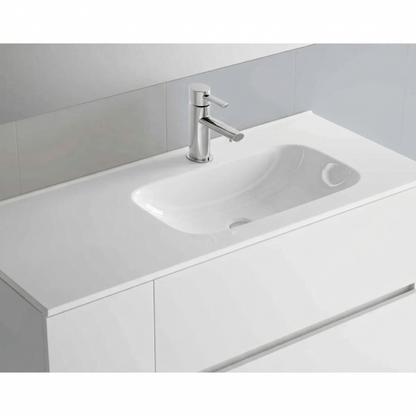Countertop with integrated OFFSET LEFT washbasin Porcelain Ibon