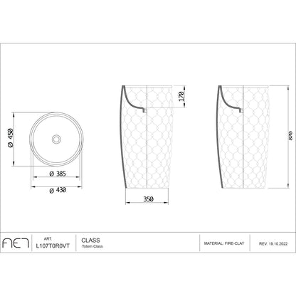 Lavabo autoportant L107, collection TOTEM CLASS, en porcelaine