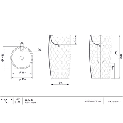 Freestanding Lavabo L108 TOTEM CLASS collection porcelain