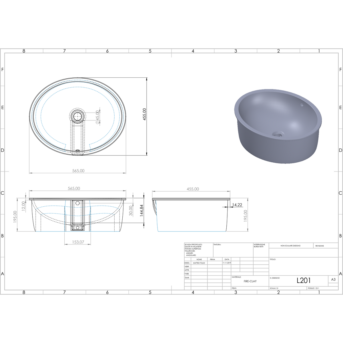 L201 Sopra-sotto piano ovale LAVABO SOUS PLAN