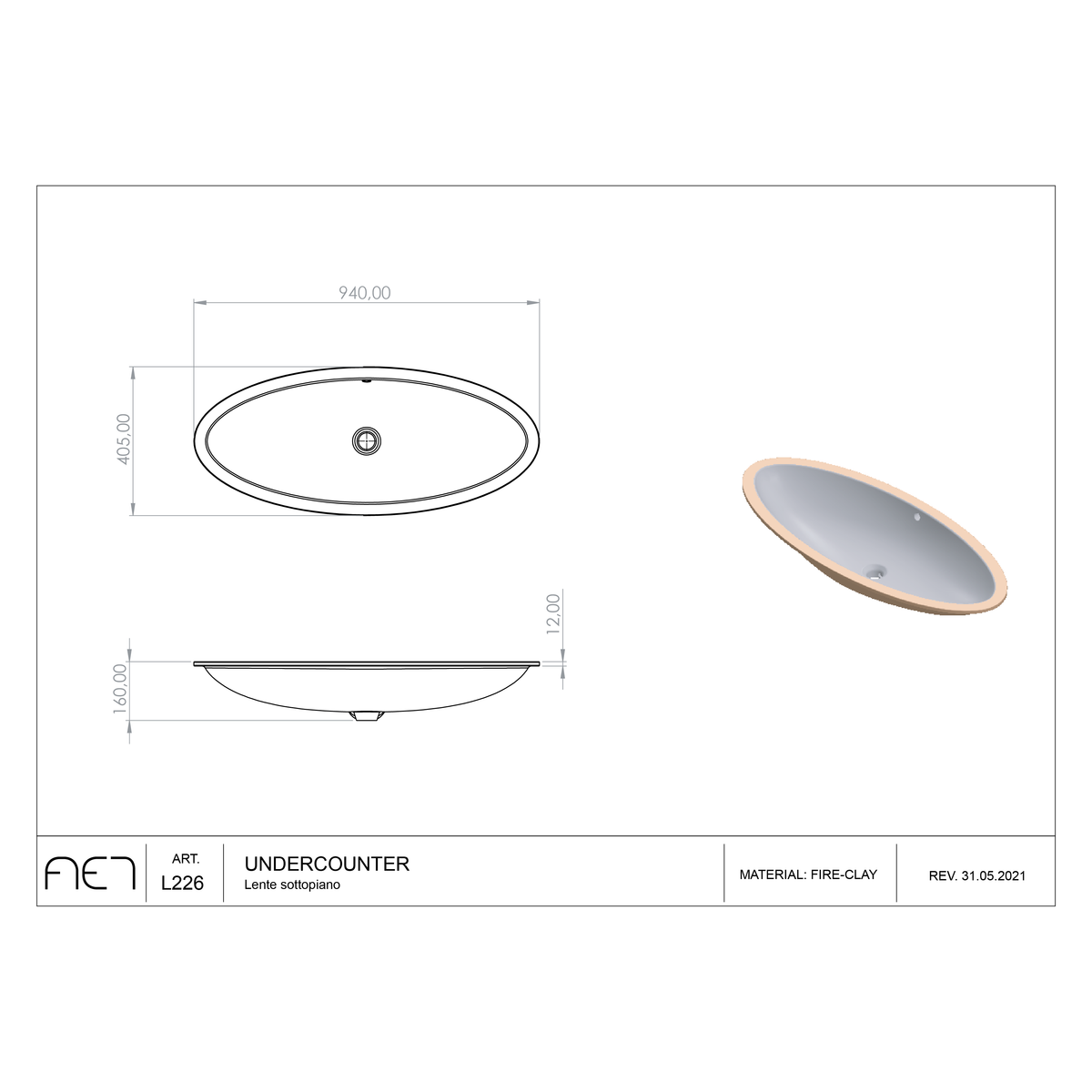 L226 LAVABO SOUS PLAT Lente