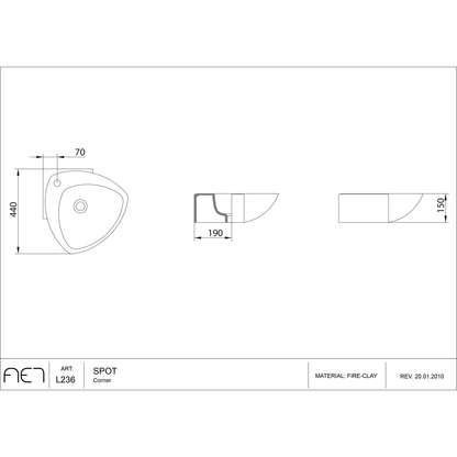 Porcelain Sink SPOT CORNER L236