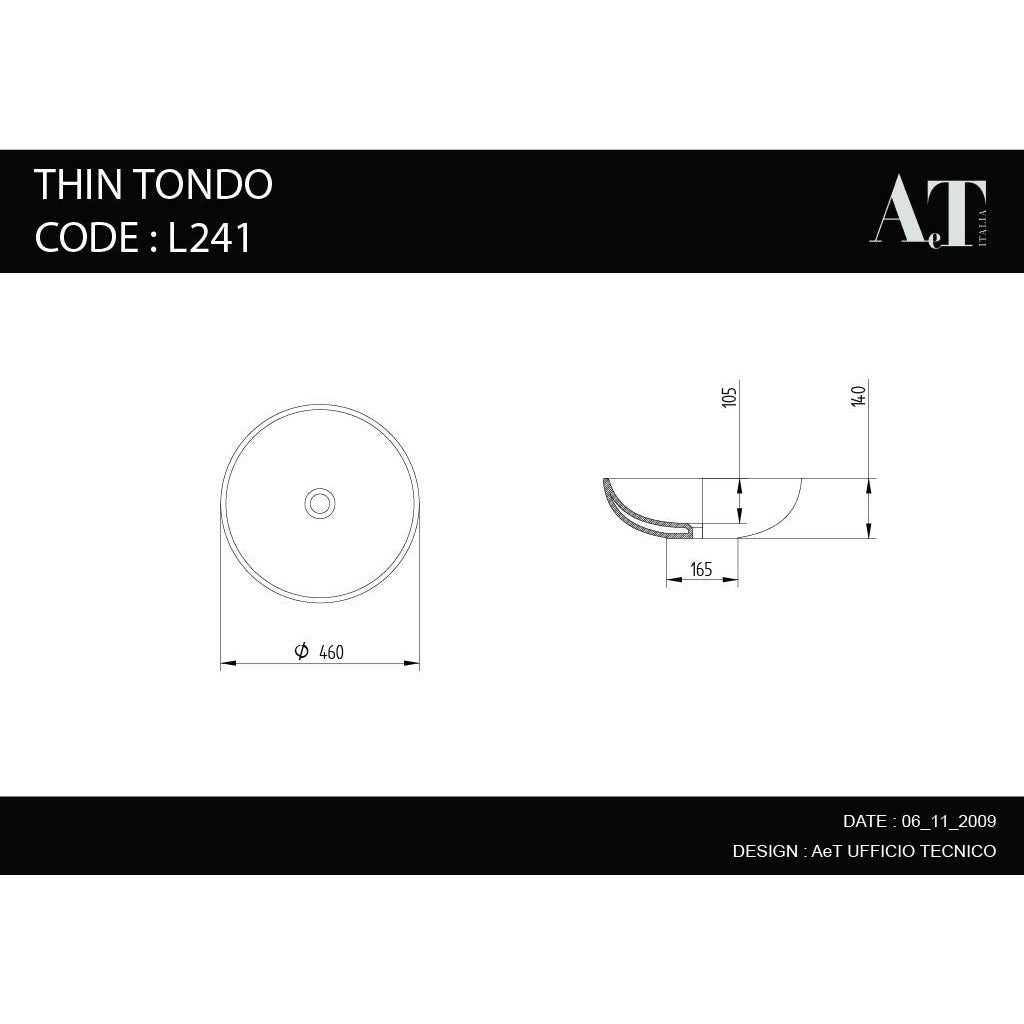 Porcelain Sink THIN TONDO L241 PLATINUM *IN STOCK*