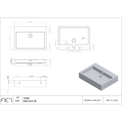 Porcelain Sink BOLD TANK L287