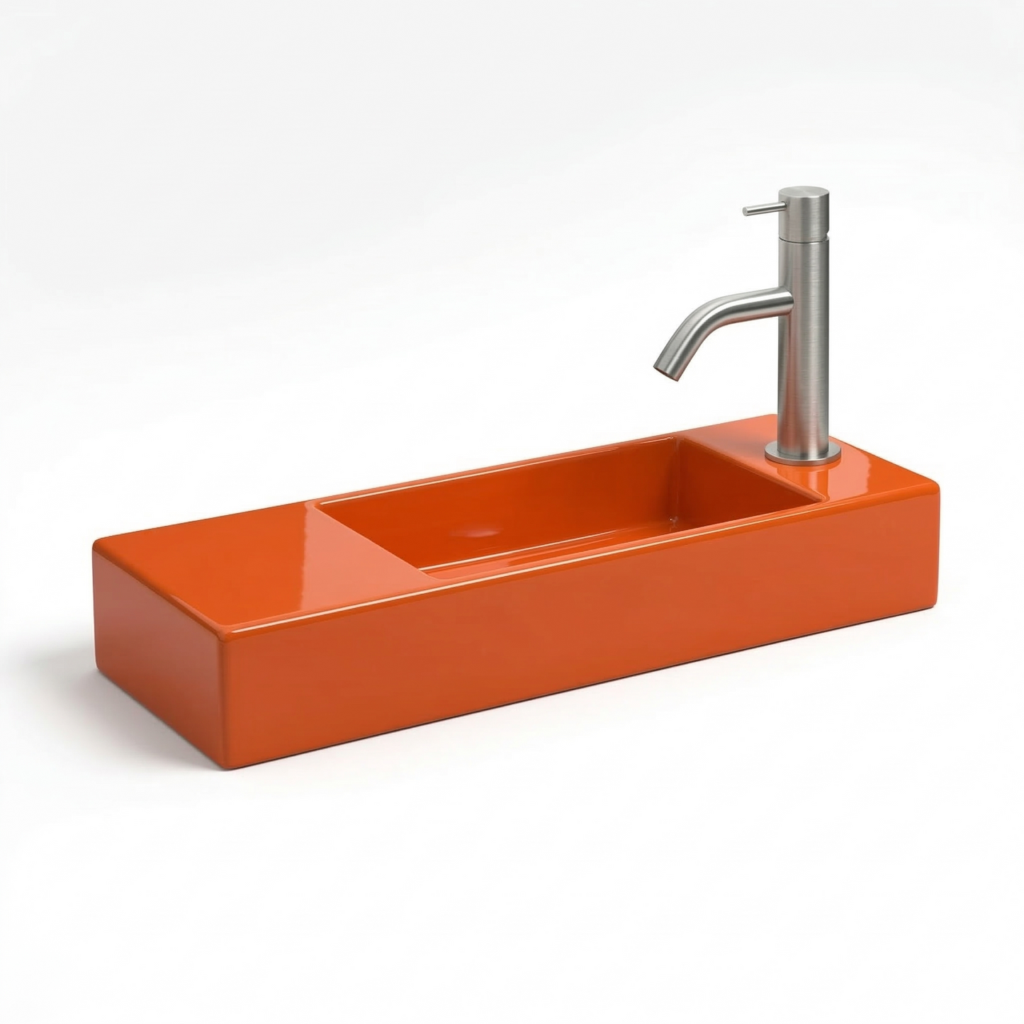 Porcelain Sink wall hung AQUAFREDDA Rettangolare plus L321V2 (Basin on right side)