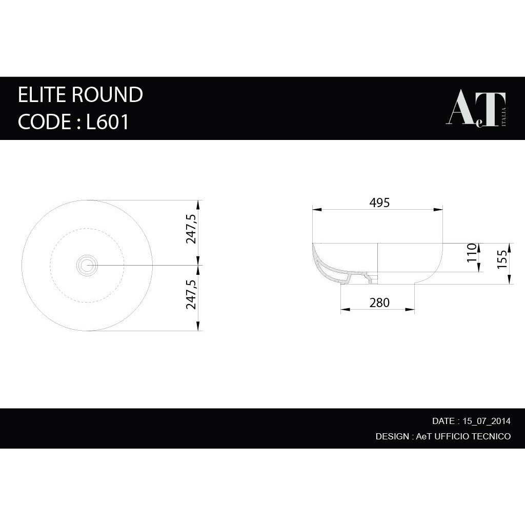 Porcelain Sink ELITE ROUND L601 PLATINUM *IN STOCK*