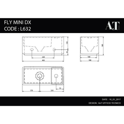 Lavello in porcellana FLY MINI L632 PLATINUM *IN STOCK*