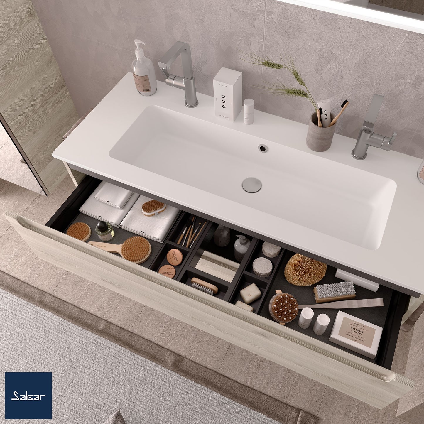 Lavabo intégré en surface solide Vilna blanc mat