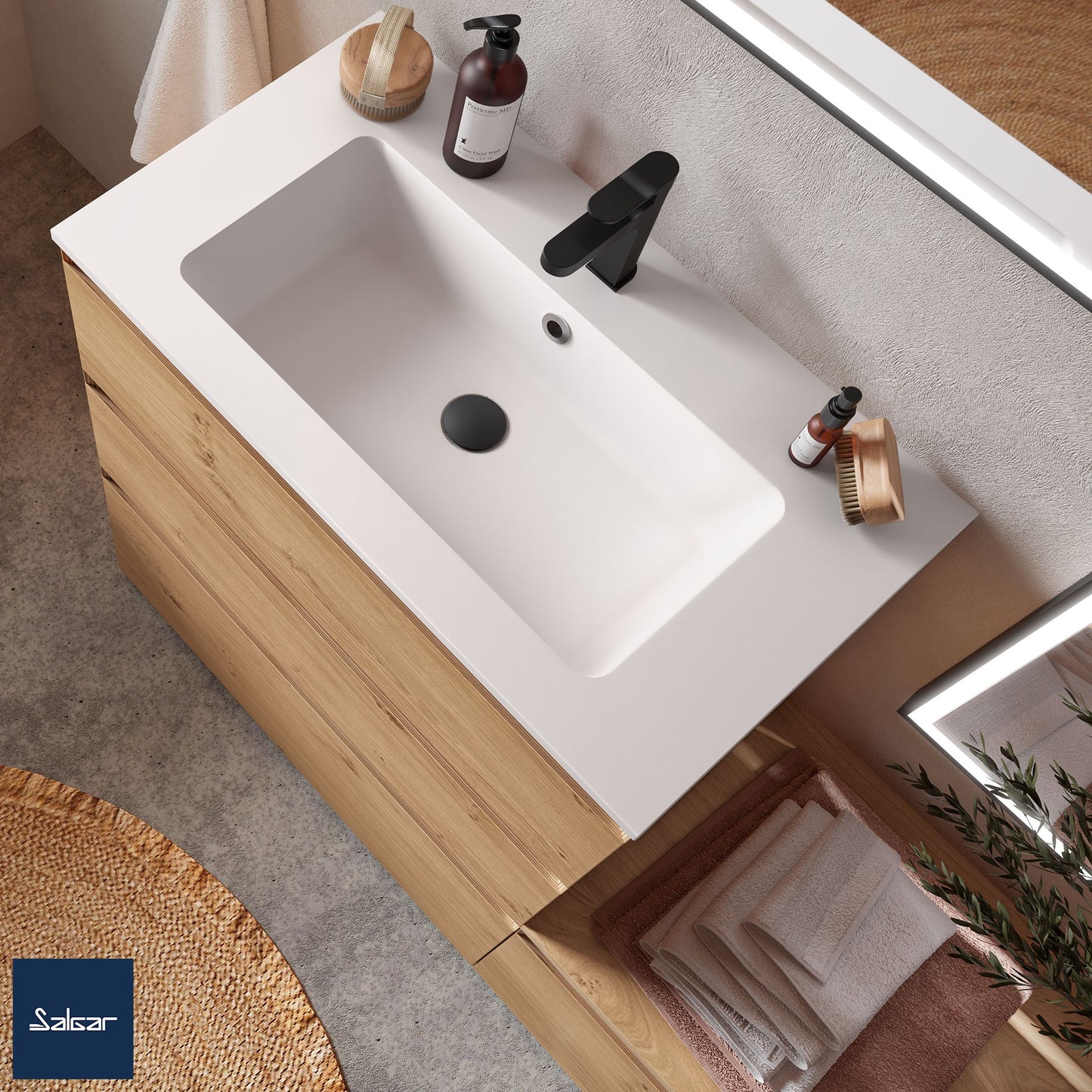 Lavabo intégré en surface solide Vilna blanc mat