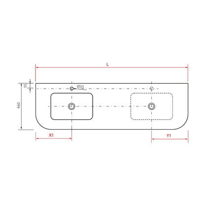 Lavabo intégré en surface solide NAILA DOUBLE Blanc mat