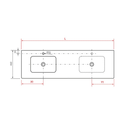 Lavabo intégré en surface solide NAILA DOUBLE Blanc mat