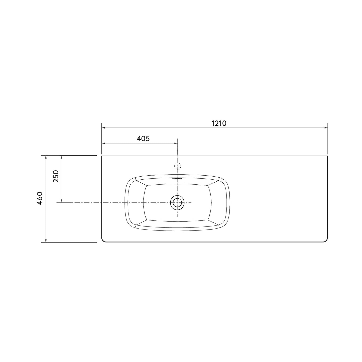 Countertop with integrated washbasin Uniiq solid surface matte white 48 inches (1200)