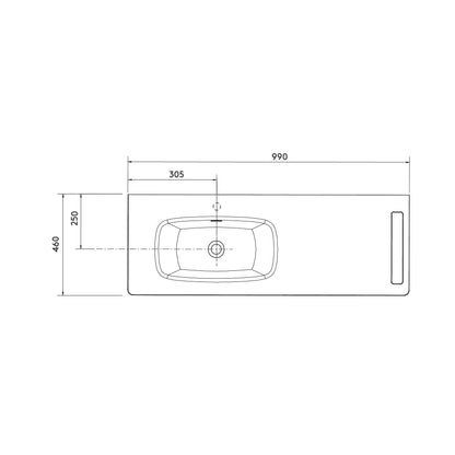 Countertop with integrated washbasin UNIIQ single basin solid surface with towel bar matte white