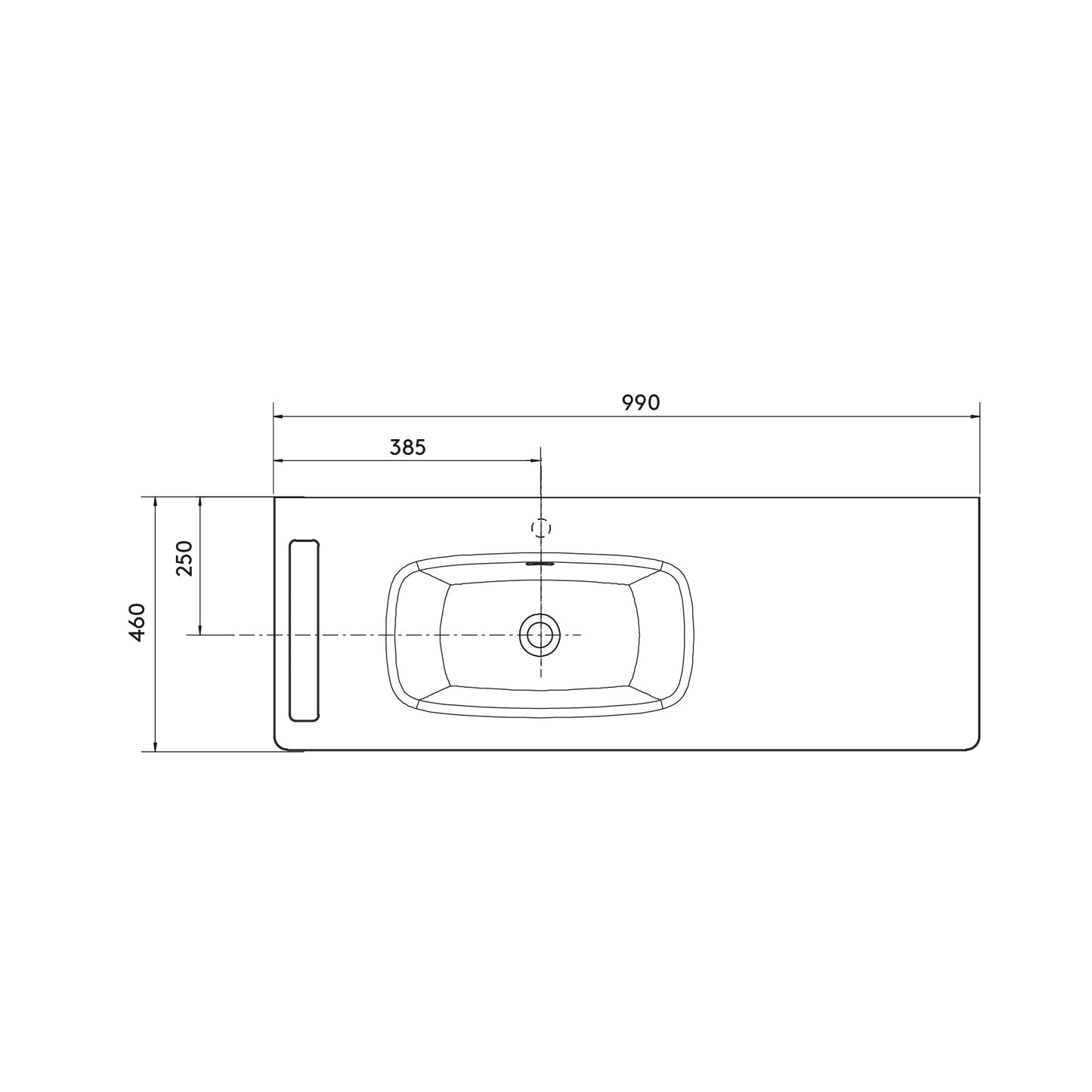 Countertop with integrated washbasin UNIIQ single basin solid surface with towel bar matte white