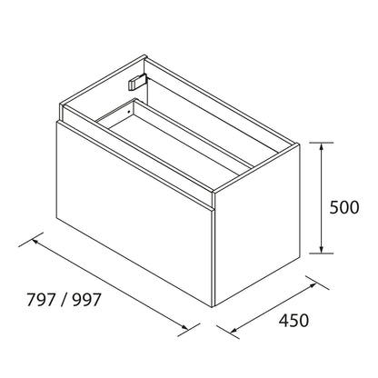 Storage unit wall hung OCEAN 1 full drawer + 1 inner drawer *Special order*