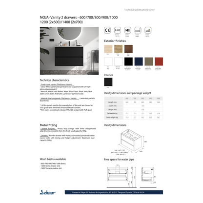 Vanité Noja 55 pouces (1400) 4 tiroirs Naturel