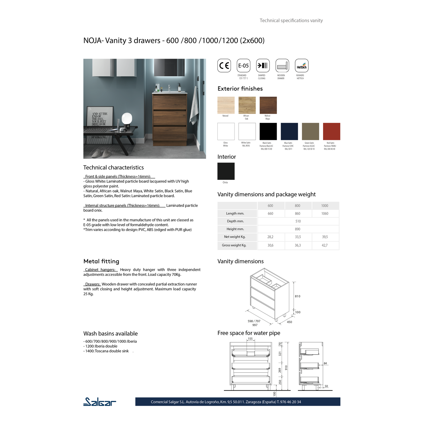 Vanité Noja 32 pouces (800) 3 tiroirs