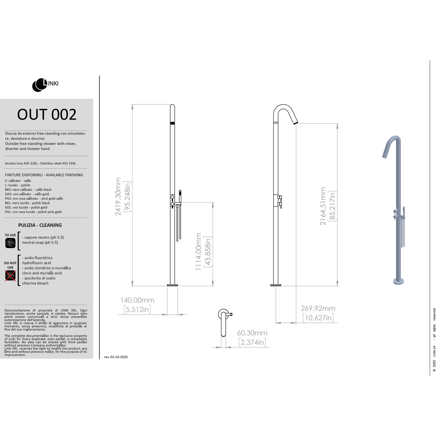 Outdoor freestanding shower with hand shower OUT002