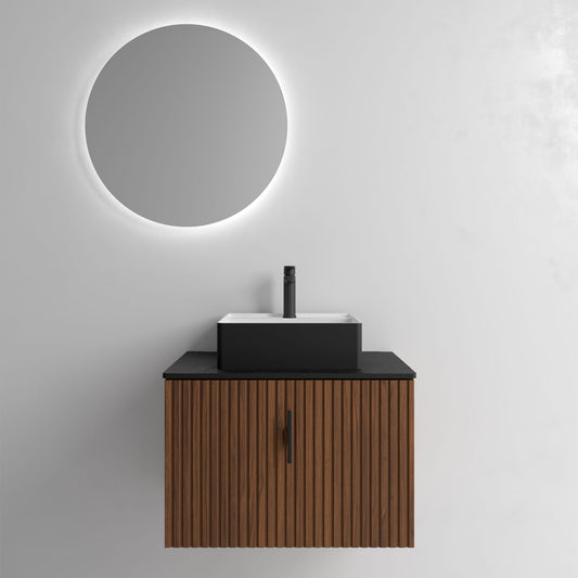 Vanity Biba 28 inches (700) 1 full drawer + 1 inner drawer Walnut Maya