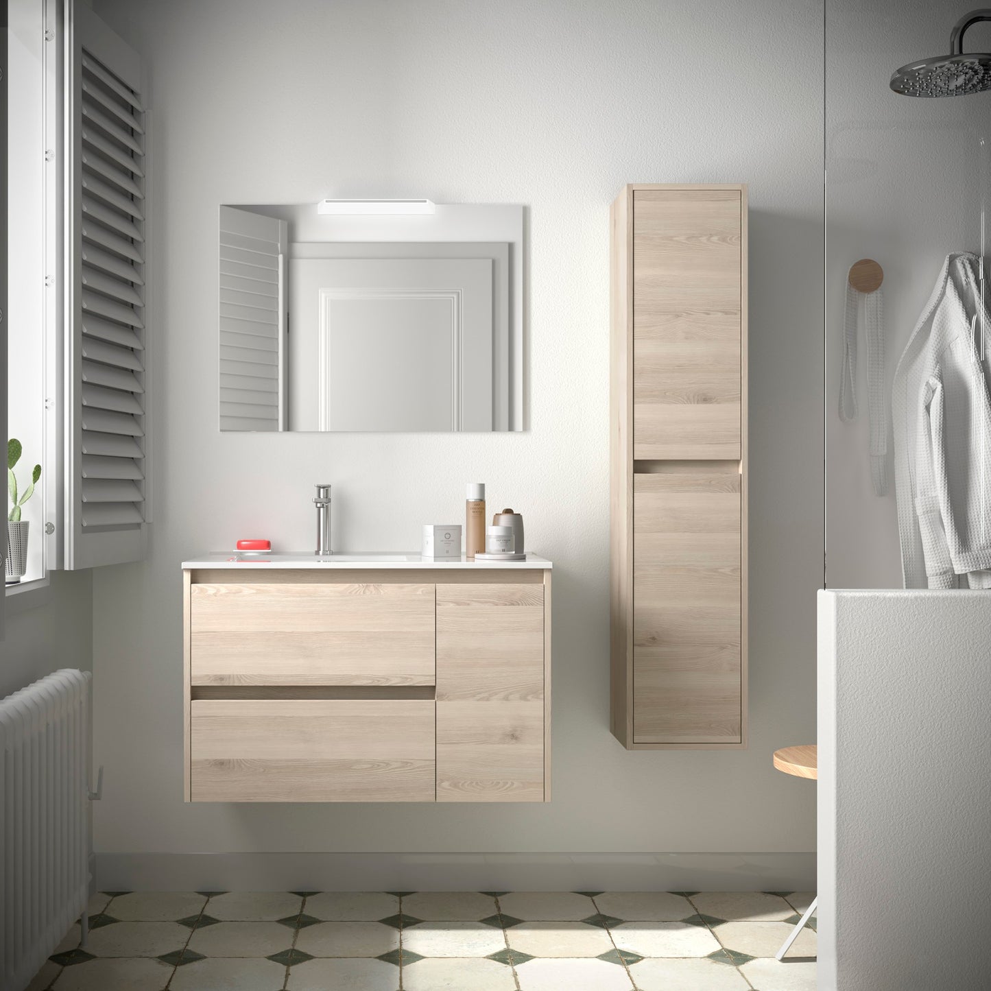 Vanity Noja 34 inches (855) 2 drawers + door offset