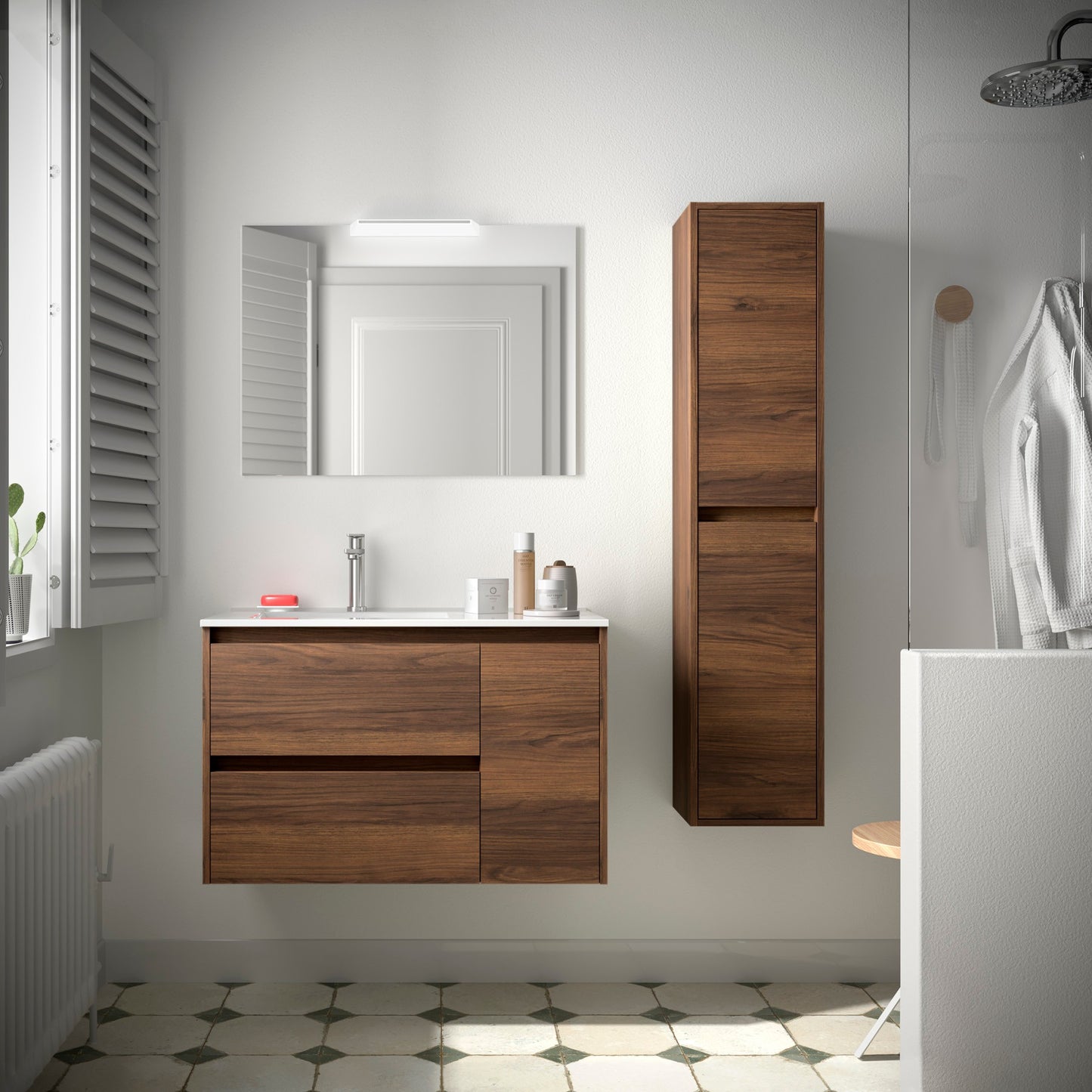 Vanity Noja 34 inches (855) 2 drawers + door offset