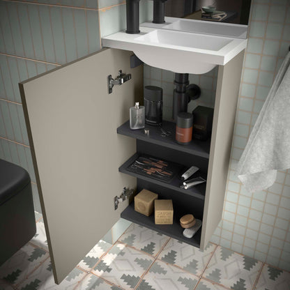 Vanity + top + Mirror Marville 15 inches (390) 1 door Matte Grey